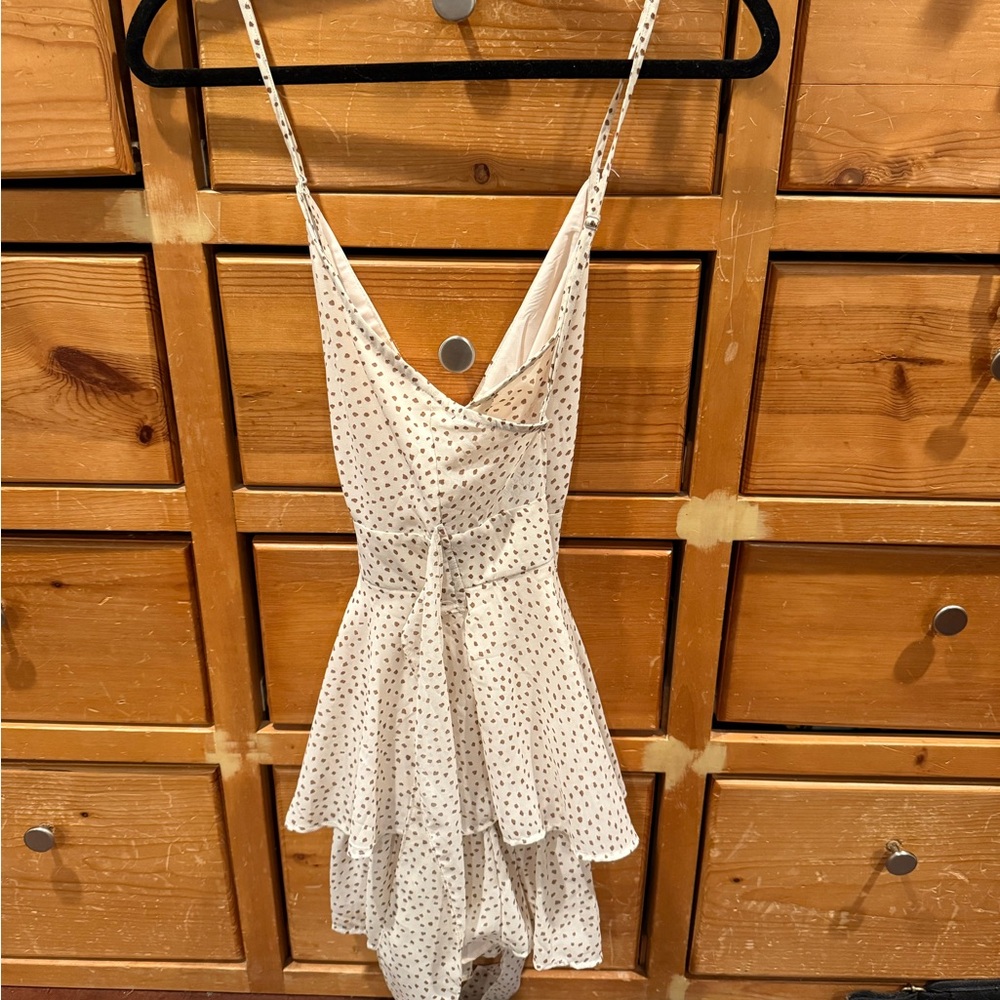 Princess Polly Cream and brown dotted romper